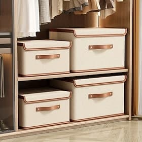 2-in-1 Stackable Oxford Fabric Storage Box with Lid Large Capacity Oxford Home Organization Containers for Closet Organization, Clothing, Blanket and Miscellan
