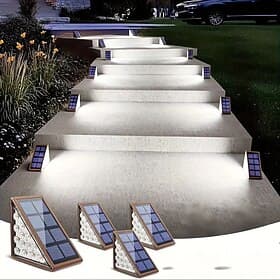 2/4 Pcs Outdoor Solar-Stufenlichter 13 LEDs Solar-Stufenlichter IP65 wasserdicht Solar-Gartenlichter für Veranda Stufen Patio Haustür Gehweg Deckbeleuchtung De