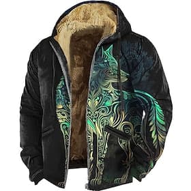 Homme Renard 3D Polaire Sweat à capuche Sweatshirt Viking Vintage Rétro manche longue Col ras du cou Extérieur Vêtements de rue Jaune Rouge Bleu Vert Cordon de