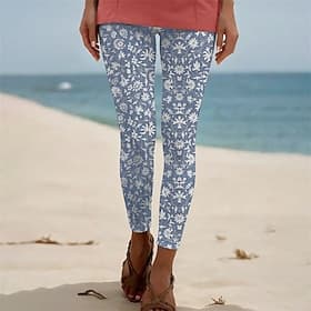 Femmes Pantalons Leggings Leggings confortables Streetwear Occasionnel Longueur complète Taille haute Fleuri Taille Élastique Imprimé Respirabilité Confortable