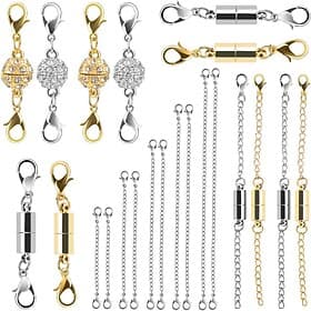 22Pcs Magnetic Jewelry Clasps and Necklace Extenders Assorted Sizes and Styles, Gold Silver Magnetic Chain Extenders for DIY Necklaces and Bracelets