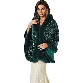 Châles et étoles en fausse fourrure pour femme, cape pour bal, soirée, fête, vêtements d'extérieur