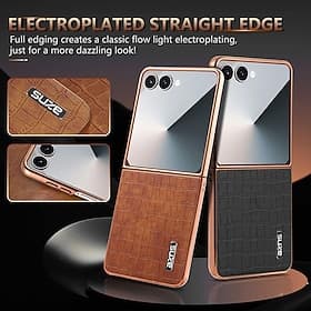 Handy Hülle Handyhüllen Für Samsung Galaxy Z Flip 7 Z Flip 6 Z Flip 5 Z Flip 4 Rückseite Stoßfest Retro TPU PU-Leder