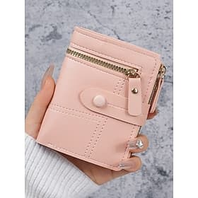 Petit portefeuille à deux volets pour femme avec poche zippée pour la monnaie – Porte-cartes en similicuir pour dames, adolescentes et filles – Accessoire comp