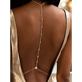 Damen-Körperkette mit Rückenausschnitt und zarten Perlen- und Kristallakzenten, eleganter Schmuck für formelle Kleider, Abendpartys, Hochzeiten und besondere A