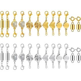 24 Pcs Magnetic Necklace Clasps and Closures 6 Styles, Round, Cylindrical, Tubular Jewelry Magnetic Clasp Connector Locking Magnetic Clasp Bracelet Extender f