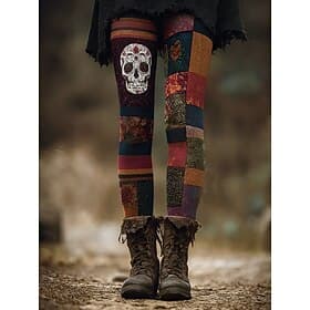 Women's Leggings Vacation Vintage Ethnic Style Ankle-Length High Waist Graphic Skull Monster 3D Print Quick Dry Breathability Soft Stretchy Outdoor Home Causal