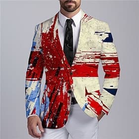 Men's Graffiti Long Sleeve Turndown Business Artistic Abstract Work Wear to work Going out Buttons Print Multi Pocket