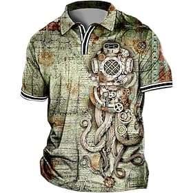 Men's Plus Size Polo Shirt Big and Tall Graphic Prints Turndown Print Short Sleeve Spring Summer Sports Fashion Streetwear Designer Outdoor Street Tops