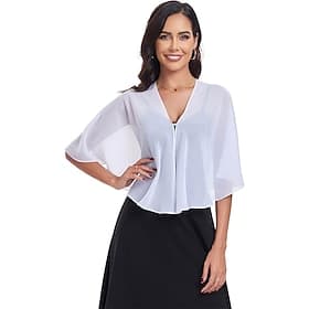châles et étoles transparents pour soirée formelle capelets en mousseline de soie col en V pour femmes châle invité de mariage