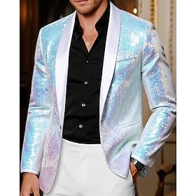 Hombre chaqueta Negocio Fiesta de Cóctel Fiesta de Boda Moda Casual Primavera Otoño Poliéster Plano Bolsillo Botones Cómodo Botonadura Simple Chaqueta de sport