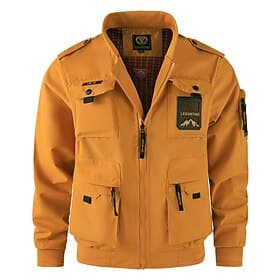 Homme Veste Légère Veste Cargo Veste Décontractée Vacances Quotidien Résistant à l'usure Avec Poches Automne Hiver Uni Mode Classique Col montant Régulier Noir