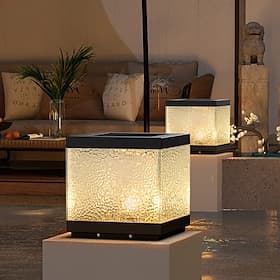 Luminária de poste solor externa LED à prova d'água, lâmpadas de pilar para pátio, varanda, pátio externo, deck, garagem, quintal, poste externo, lâmpadas de l