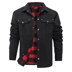 Men's Lightweight Jacket Cargo Jacket Casual Jacket Vacation Daily Breathable Pocket Fall Winter Plain Fashion Classic Lapel Regular Black Blue Khaki Jacket