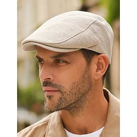 Casquette plate en lin et coton respirant pour homme, chapeau gavroche vintage classique pour tenue décontractée, conduite et activités de plein air