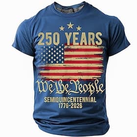4. Juli 2026 250. Gedenktag Männer 3D Druck Rundhalsausschnitt Kurzarm T-Shirt Alltag Straße
