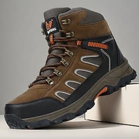 Men's Brown and Black Outdoor Hiking Boots with Protective Toe, Shock-Absorbing Cushion, All-Terrain Shoes for Climbing and Trail Walking