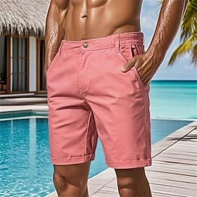 Herren Schicke Shorts Arbeitsshorts Kurze Golfhosen Tasche Einfach Komfort Knielang Alltagstauglich Lässig Rosa Marineblau