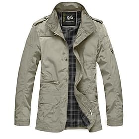 Homme Caban Trench Vacances Quotidien Automne Hiver Polyester Résistant à l'usure Vêtements d'extérieur Vêtement Tenue Mode Classique Uni Avec Poches Revers Fe