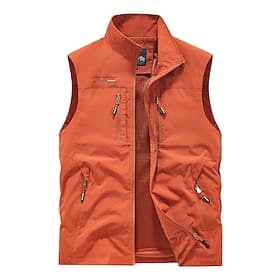 Homme Gilet extérieur Gilet Gilet de pêche Extérieur Quotidien Mode Occasionnel Printemps Automne Avec Poches Polyester Confortable Uni Fermeture éclair Col mo