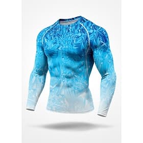 Herren Farbverläufe Abstrakt Kompressionsshirt Laufshirt Frühling Herbst 3D-Druck Langarm Schnelltrocknend Kompression Power Flex Feuchtigkeitsableitend Atmung