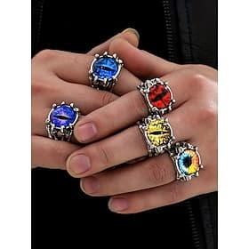 Drachenaugen-Legierungsring für Herren, Halloween, verstellbarer Monsteraugen-Schmuck im Gothic-Punk-Stil für Cosplay, Partys und Festivals