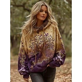 Vrouwen 3D Print Vintage Boho Hoodie Patchwork Hoodie Sweatshirt Bloemen Viking Pullover Sweatshirt Bloemen Grafisch Vintage Casual Lange Mouwen Hooded Straat