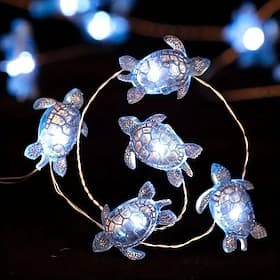 Oceaan Thema LED String Lampen 2m 20LED's Batterij Aangedreven Blauwe Zeester Groene Schildpad Decor Licht String voor Verjaardagsfeest Bruiloft Thuis Slaapkam