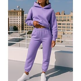 Femmes Survêtement 2 pièces Sweat à capuche Lounge Ensembles de survêtements Couleur Unie Ensemble Vêtements Automne Noir Blanche Entraînement Extérieur Voyage