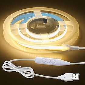 5-V-USB-COB-LED-Licht, 1 Meter, 320 LEDs, zeitgesteuerte Abschaltung nach 60 Sekunden, 6-stufige Dimmung mit 1,5-Meter-USB-Kabel, geeignet für Küche, Schlafzim