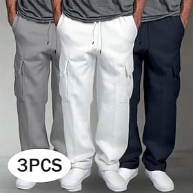 Hombre Pantalones deportivos tipo cargo Pantalones de lana Persona que practica jogging Pantalones Pantalones deportivos de pierna recta Correa Cintura elástic