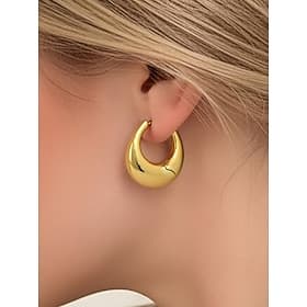 Boucles d'oreilles créoles épaisses pour femmes - boucles d'oreilles rondes classiques en argent plaqué or, bijoux minimalistes pour tous les jours, le travail