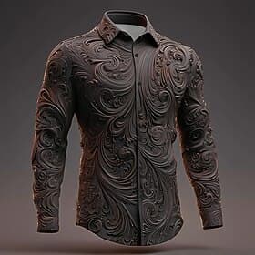 Herren Textur 3D-Wirbel Komplizierte Blumen Hemd Knopfhemd Langarm Vintage-Retro Dunkler Gothic-Stil Outdoor Ferien Frühling Herbst Umlegekragen 3D-Druck Hemde