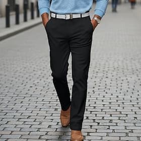 Homme Pantalons Chinos Pantalon chino Poche Avant Uni Confort Respirant Longueur complète Affaires Occasionnel Quotidien Mode Streetwear Noir Blanche Non Elast