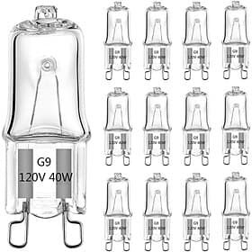 G9 Halogen Light Bulbs 2 Pin Base JC Type 120V T4 Bi-Pin 40W Xenon Small Light Bulb for Chandeliers Pendants Cabinet Lights Warm White 2700K Dimmable