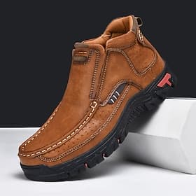 Men's Brown Outdoor Hiking Shoes – Durable Lace-Up Trail Moccasins with Non-Slip Sole for Camping, Work and Everyday Casual Wear