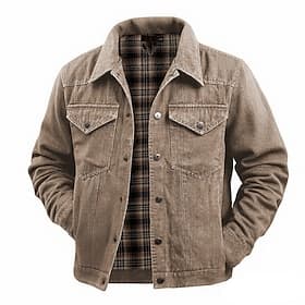 Men's Casual Jacket Denim Jacket Vacation Daily Wearproof Pocket Spring Fall Plain Fashion Classic Lapel Regular Brown Green Dark Blue Jacket