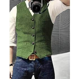 Gilet homme gilet extérieur décontracté quotidien automne et hiver polyester couleur unie thermique chaud simple boutonnage blazer noir bleu marron vert