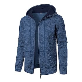 Men's Hoodie Full Zip Hoodie Black Navy Blue Blue Dark Gray Hooded Plain Pocket Sports Outdoor Daily Holiday Polyester Streetwear Basic Casual Spring Fall Clo