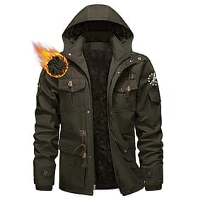 Men's 1776 Fleece Jacket Cargo Jacket Windbreaker Thermal Warm Casual Military Outdoor Camping Hiking Embroidered Detachable Hood Hooded Winter Stand Collar L