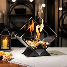 Diamant-Tischfeuerschale, tragbarer Tischkamin, sauber brennender Bioethanol-Kamin ohne Abzug für Partys und Veranstaltungen im Innen- und Außenbereich auf der