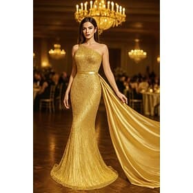 Sereia Longo Vestidos de noite Vestido de Baile Elegante Brilhante Sedoso Sem Manga Assimétrico Casamento Formal Destacável Cetim Paetês com Purpurina Bordado