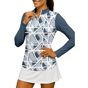 Per donna Geometrico Maglietta Maglietta sportiva Polo da golf Maglia da tennis Manica Lunga Cerniera Floreale UPF50 Resistente ai Raggi UV Alta elasticità Tra