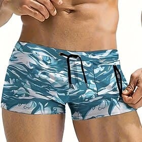 Men's Swim Shorts Swim Trunks Swimwear Bottoms Camo / Camouflage Drawstring Stretchy Breathable Bottoms Surfing Bikini Diving Summer