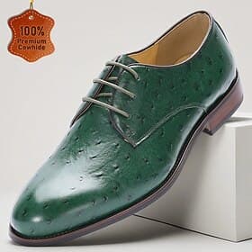 scarpe oxford da uomo in vera pelle verde con motivo struzzo e chiusura con lacci, eleganti scarpe eleganti fatte a mano per eventi formali e occasioni di lavo