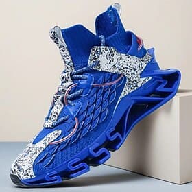 Men's Blue Futuristic Running Sneakers with Mesh Upper and Shock-Absorbing Sole, Lightweight Athletic Shoes for Sports, Gym and Streetwear Fashion
