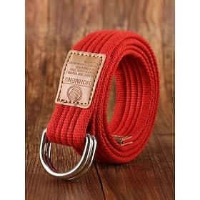 Men's Christmas Canvas Belt – Adjustable Cotton Fabric Belt with Leather Strap and Metal D-Ring Buckle – Available in Red, Navy, Black, and More – Stylish Holi