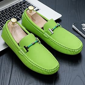 Men's Loafers Slip-Ons Retro Plus Size Walking Casual Daily PU Leather Comfortable Knee High Boots Loafer Yellow Pink Light Purple