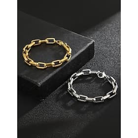 Bracelet chaîne en acier titane pour homme - élégant, durable, parfait pour les tenues décontractées et habillées, disponible en or et en argent