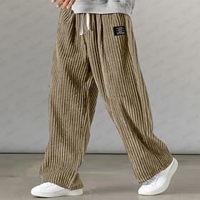 Herren Jogginghose Jogginghose mit weitem Bein Hose Cordhose Baggy-Hosen Kordelzug Elastischer Bund Einfach Komfort Volle Länge Lässig Täglich Outdoor Urlaub M